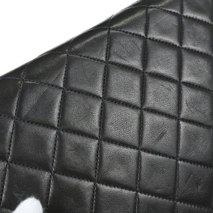 Chanel Black Lambskin Pushlock Small Half Flap Shoulder Bag