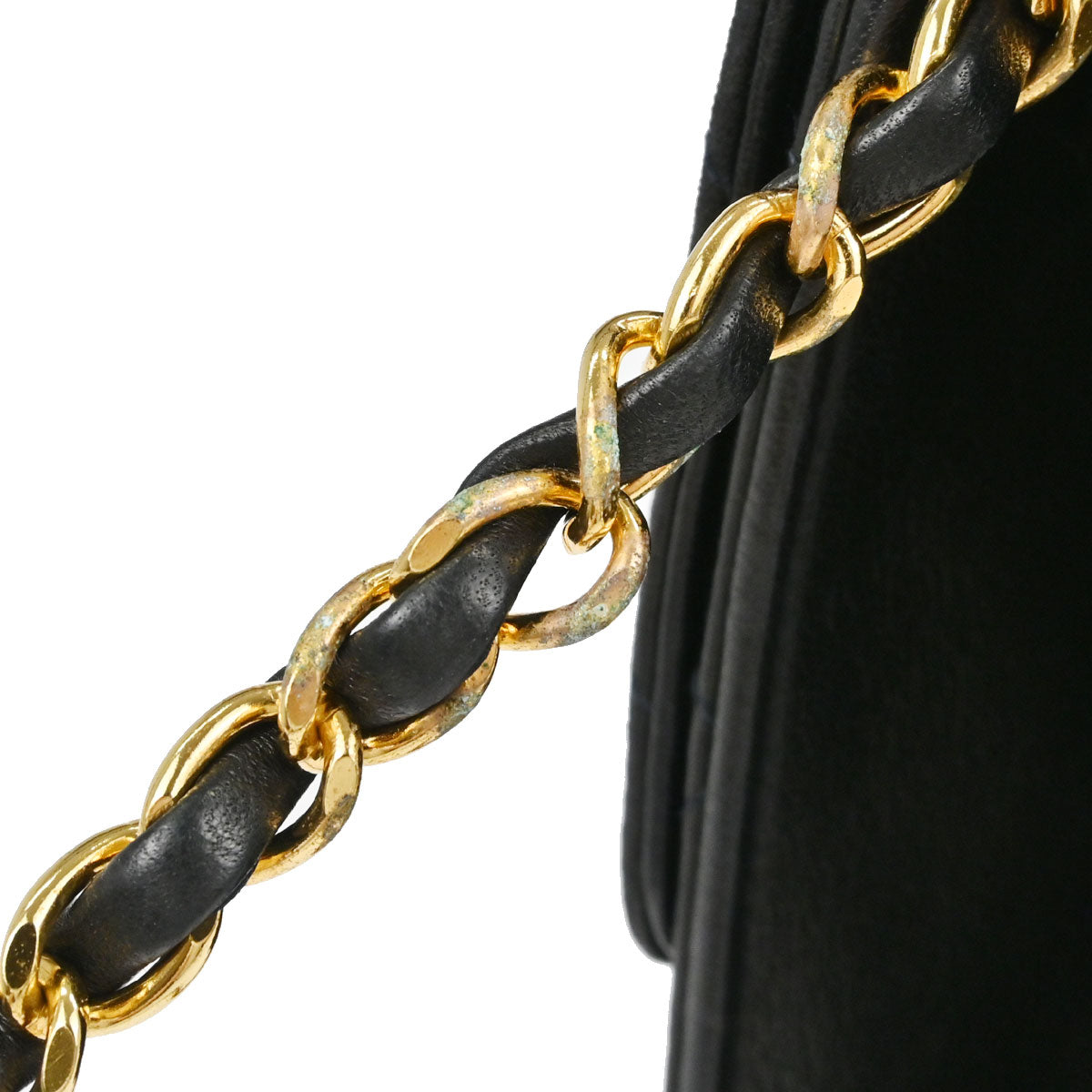 Chanel Black Lambskin Pushlock Small Half Flap Shoulder Bag