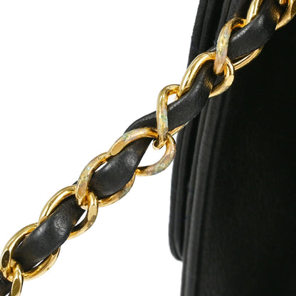 Chanel Black Lambskin Pushlock Small Half Flap Shoulder Bag