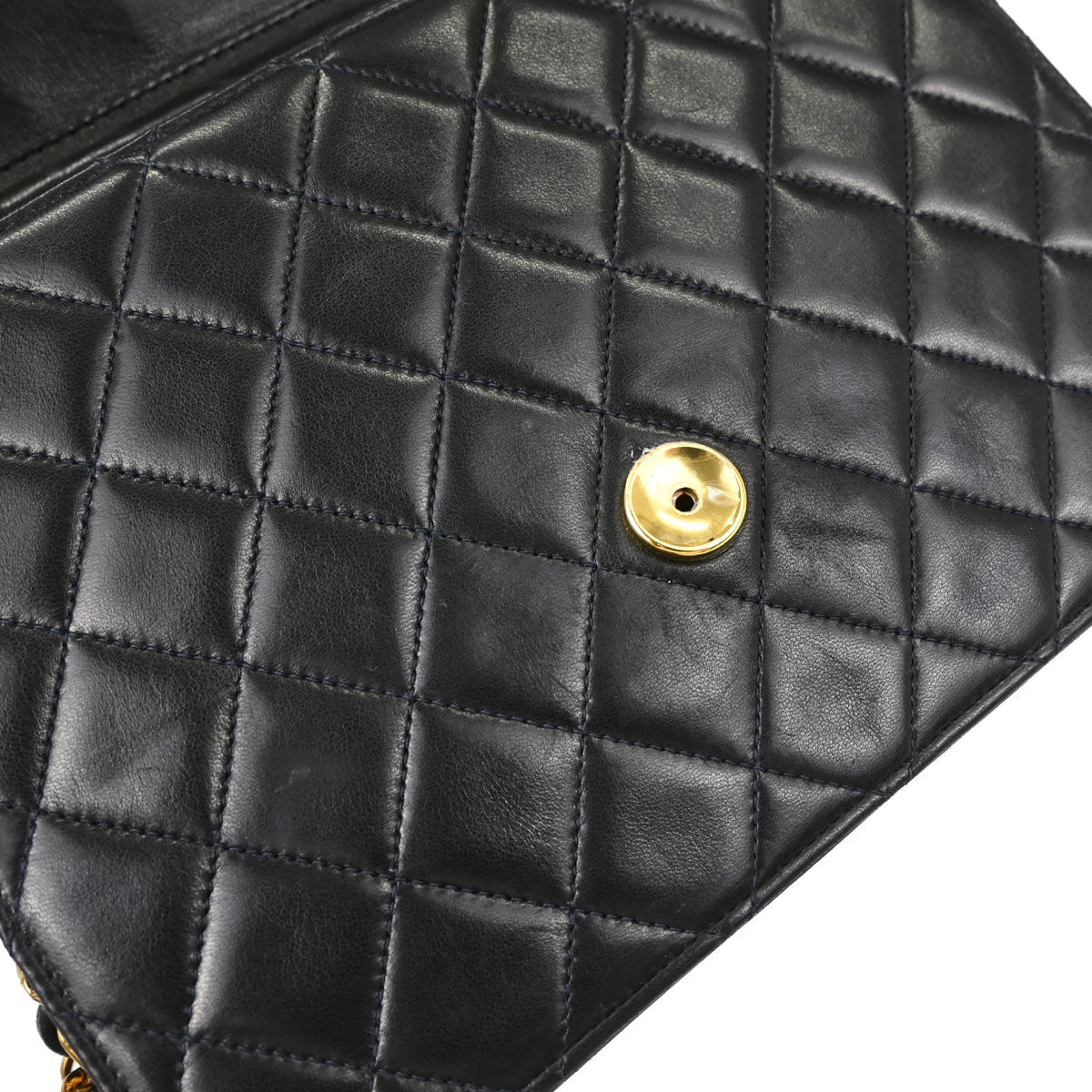 Chanel Black Lambskin Pushlock Small Half Flap Shoulder Bag