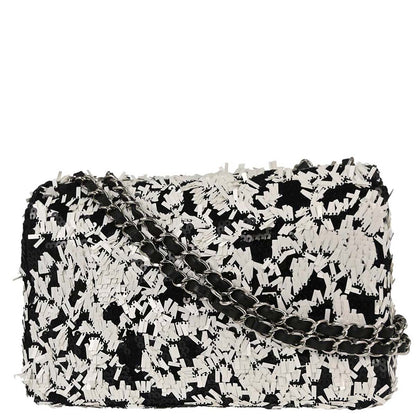 Chanel Black White Sequins Single Flap Shoulder Bag