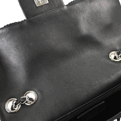 Chanel Black White Sequins Single Flap Shoulder Bag