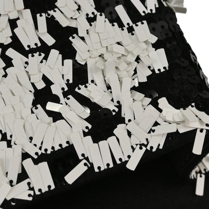 Chanel Black White Sequins Single Flap Shoulder Bag