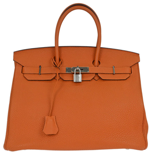 Hermes Orange Togo Birkin 35 Handbag
