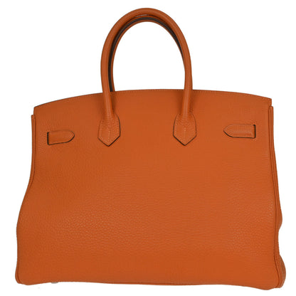 Hermes Orange Togo Birkin 35 Handbag