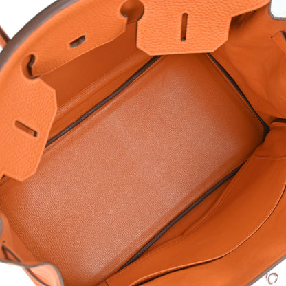 Hermes Orange Togo Birkin 35 Handbag