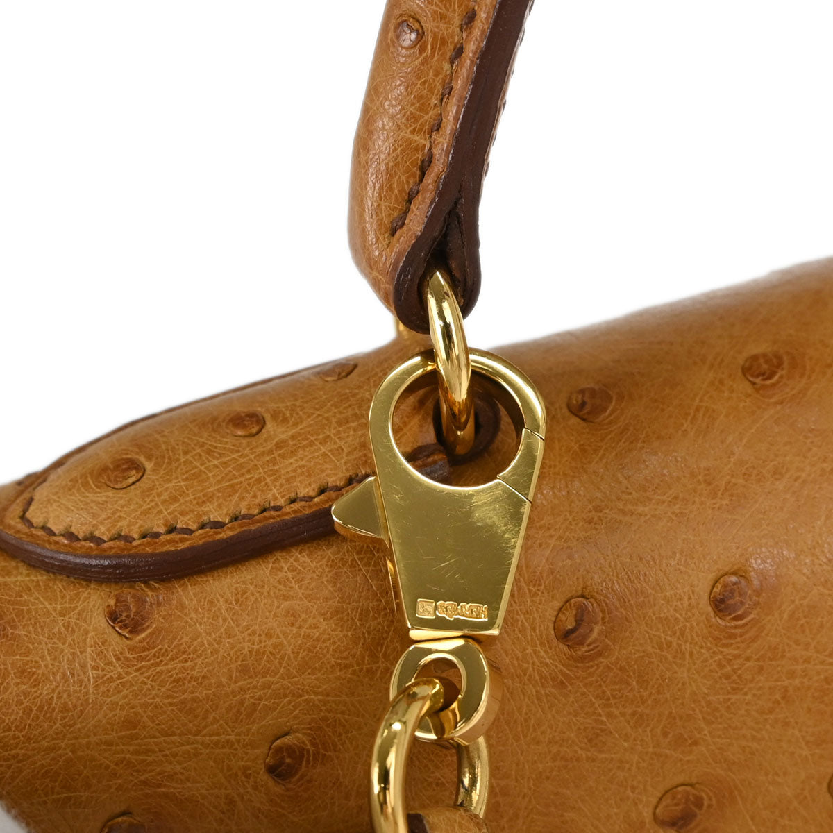 Hermes * Chestnut Ostrich Kelly 32 Sellier Shoulder Handbag