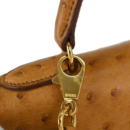 Hermes * Chestnut Ostrich Kelly 32 Sellier Shoulder Handbag