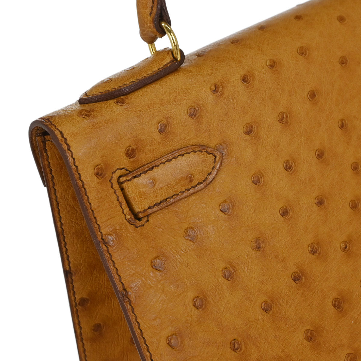 Hermes * Chestnut Ostrich Kelly 32 Sellier Shoulder Handbag