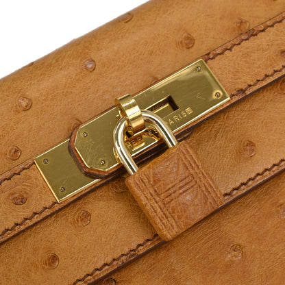 Hermes * Chestnut Ostrich Kelly 32 Sellier Shoulder Handbag