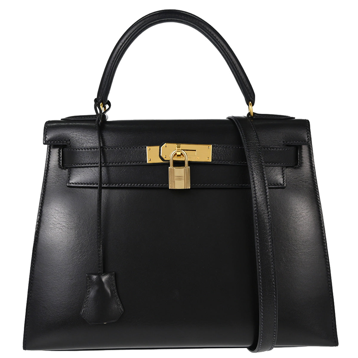 Hermes Black Box Calf Kelly 28 Sellier 2way Shoulder Handbag