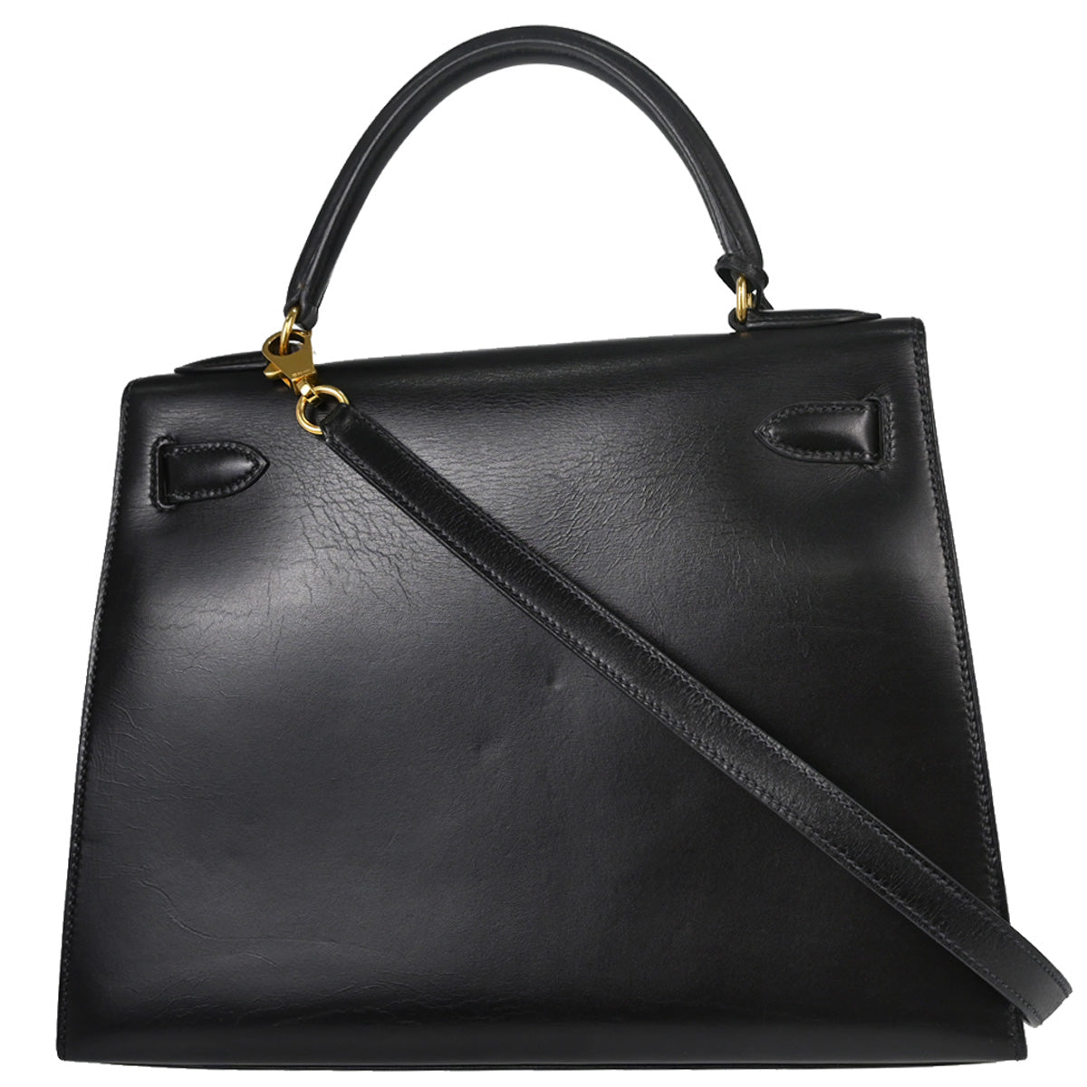 Hermes Black Box Calf Kelly 28 Sellier 2way Shoulder Handbag
