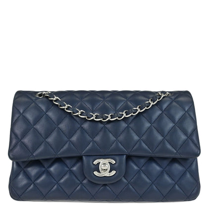 Chanel Navy Lambskin Medium Classic Double Flap Shoulder Bag