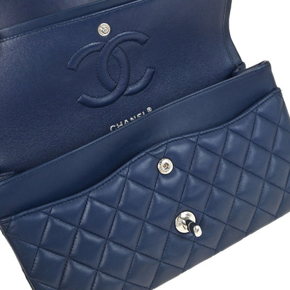 Chanel Navy Lambskin Medium Classic Double Flap Shoulder Bag