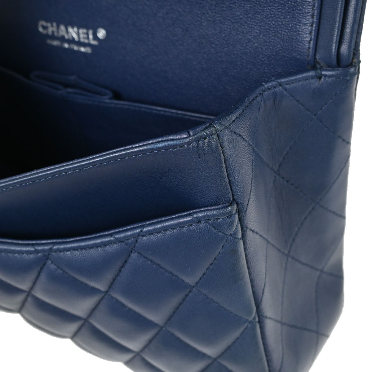 Chanel Navy Lambskin Medium Classic Double Flap Shoulder Bag