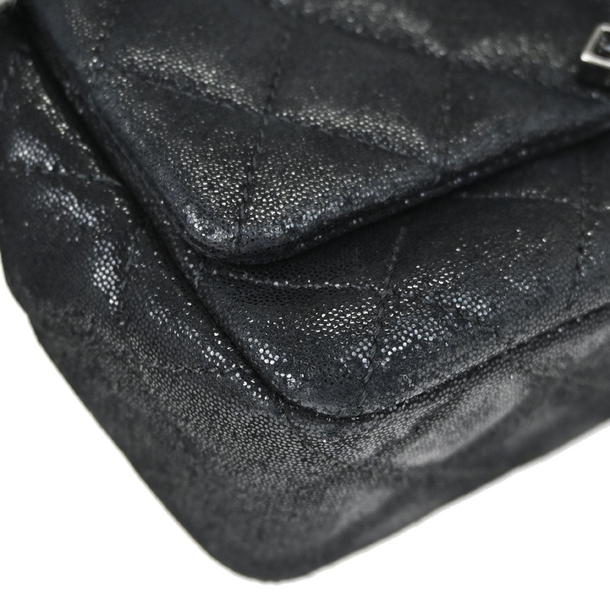 Chanel 2011 Metallic Black Calfskin Crystal CC Shoulder Bag