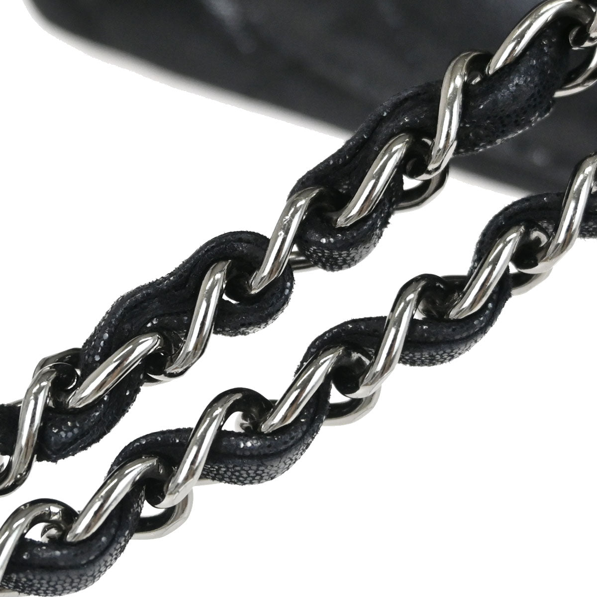 Chanel 2011 Metallic Black Calfskin Crystal CC Shoulder Bag