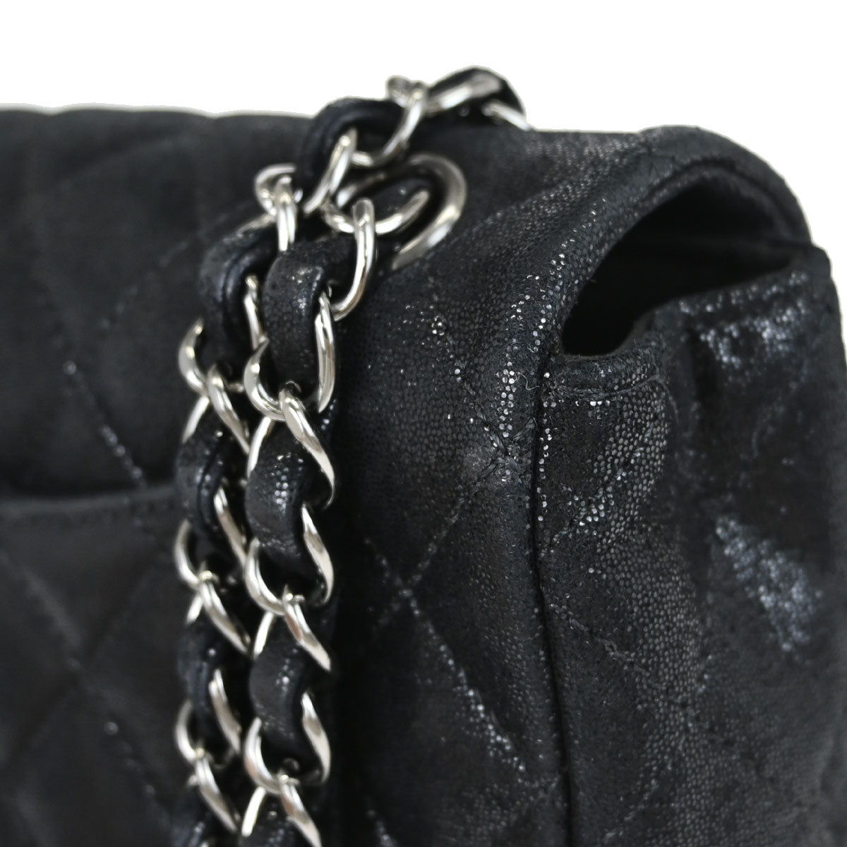 Chanel 2011 Metallic Black Calfskin Crystal CC Shoulder Bag