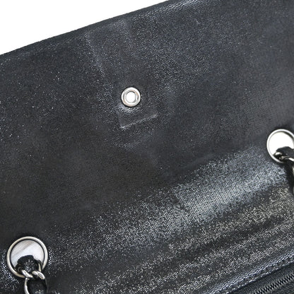 Chanel 2011 Metallic Black Calfskin Crystal CC Shoulder Bag