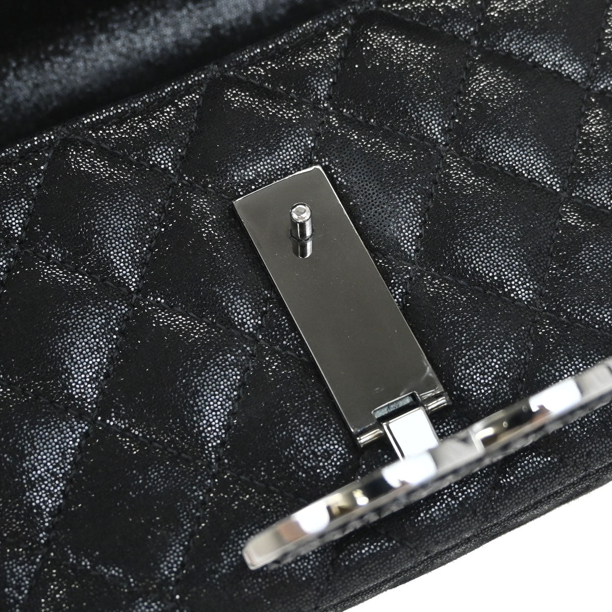Chanel 2011 Metallic Black Calfskin Crystal CC Shoulder Bag