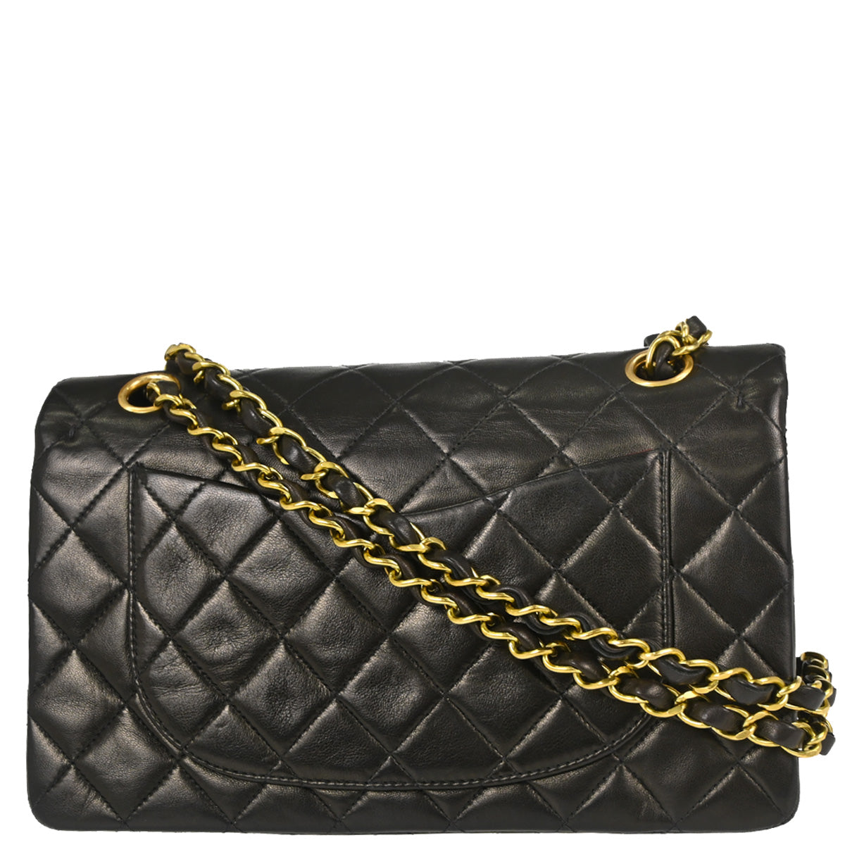 Chanel Black Lambskin Small Double Flap Shoulder Bag