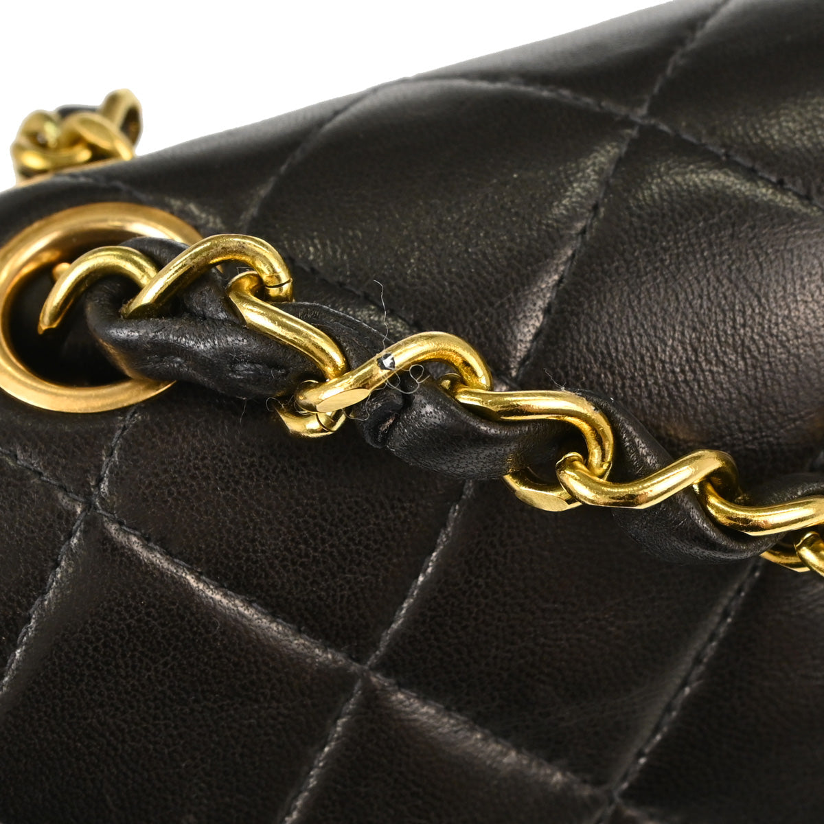 Chanel Black Lambskin Small Double Flap Shoulder Bag