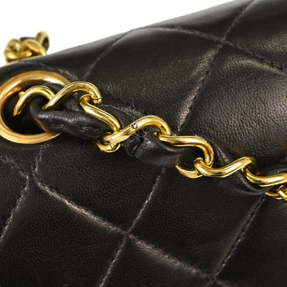 Chanel Black Lambskin Small Double Flap Shoulder Bag