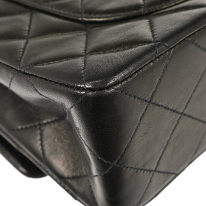 Chanel Black Lambskin Small Double Flap Shoulder Bag