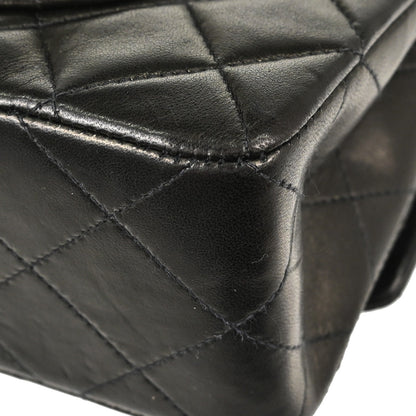 Chanel Black Lambskin Small Double Flap Shoulder Bag