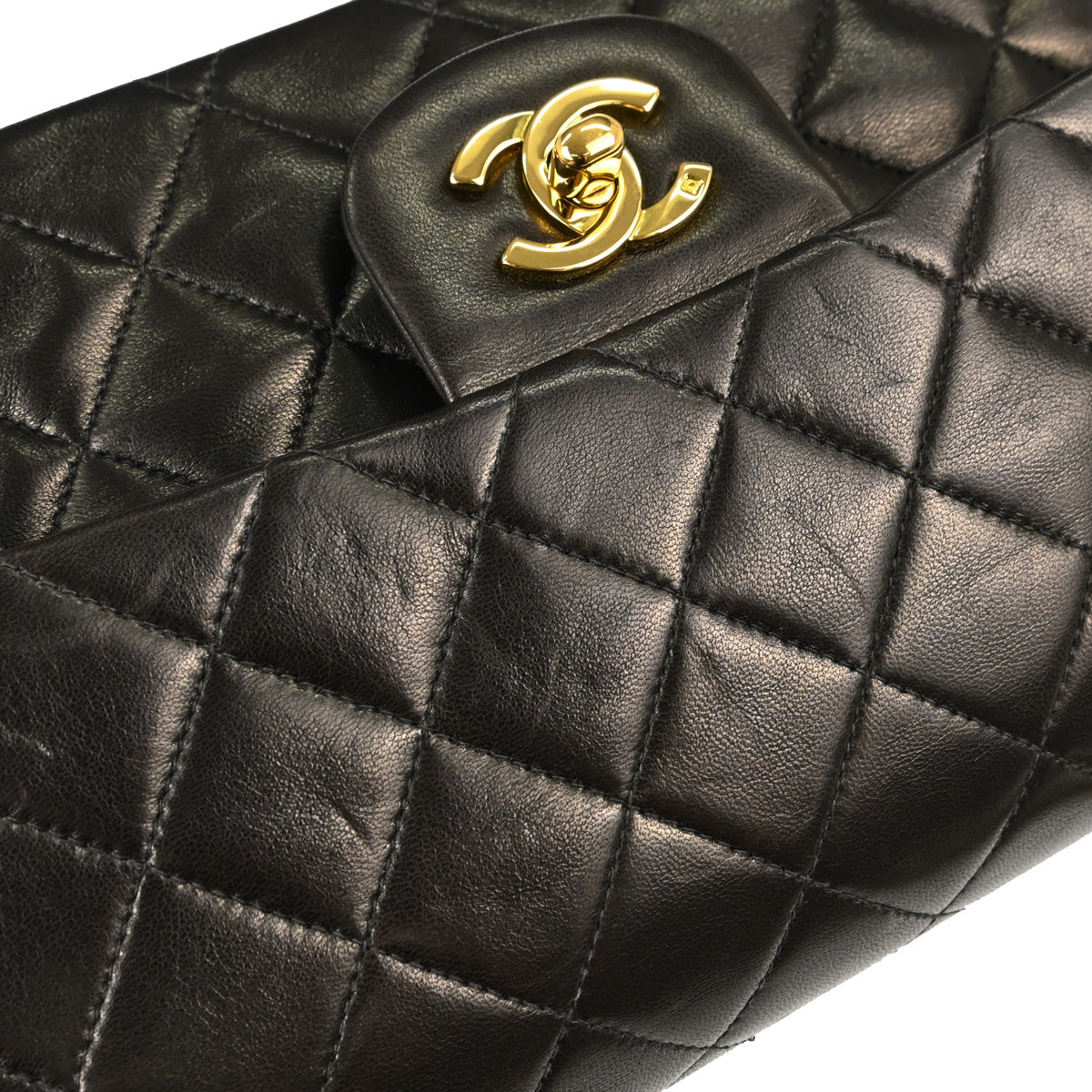 Chanel Black Lambskin Small Double Flap Shoulder Bag