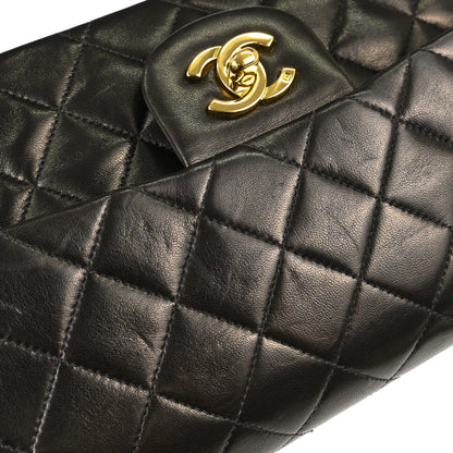 Chanel Black Lambskin Small Double Flap Shoulder Bag