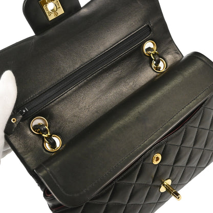 Chanel Black Lambskin Small Double Flap Shoulder Bag