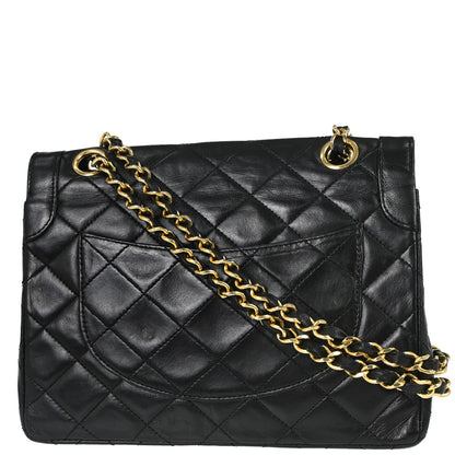 Chanel Black Lambskin Paris Double Flap Shoulder Bag