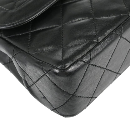 Chanel Black Lambskin Paris Double Flap Shoulder Bag