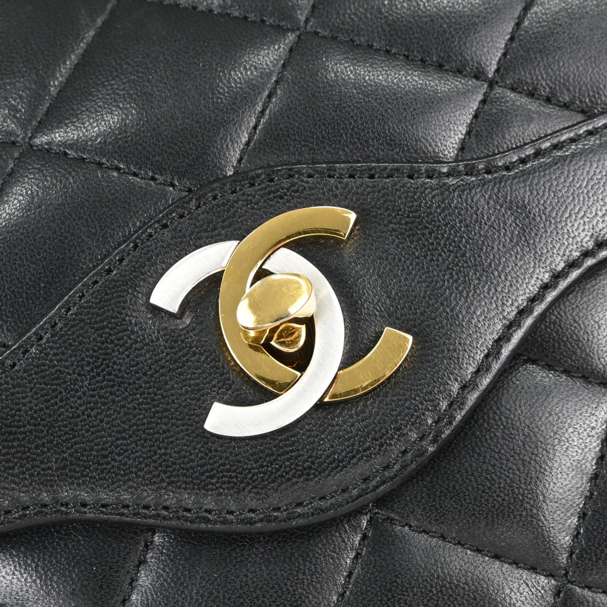 Chanel Black Lambskin Paris Double Flap Shoulder Bag