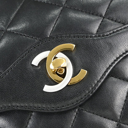 Chanel Black Lambskin Paris Double Flap Shoulder Bag