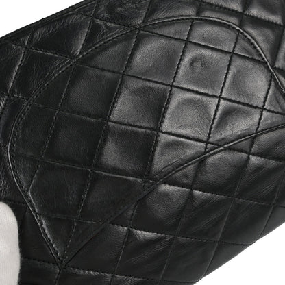 Chanel Black Lambskin Paris Double Flap Shoulder Bag
