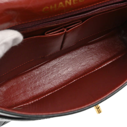 Chanel Black Lambskin Paris Double Flap Shoulder Bag