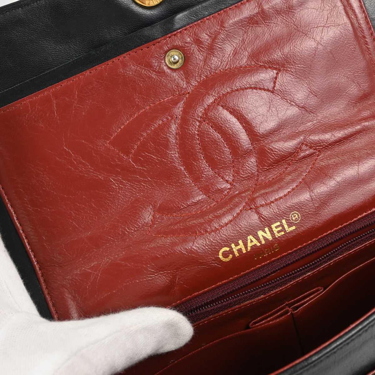 Chanel Black Lambskin Paris Double Flap Shoulder Bag