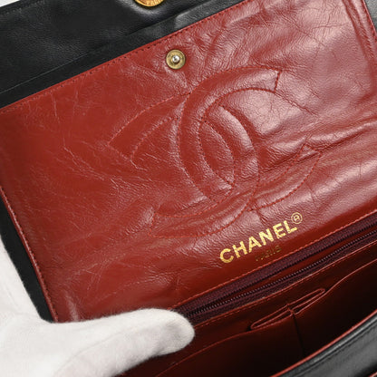 Chanel Black Lambskin Paris Double Flap Shoulder Bag