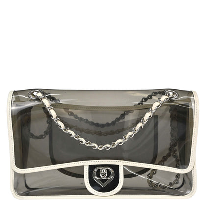 Chanel 2008-2009 Gray PVC Heart CC Flap Bag Shoulder Bag