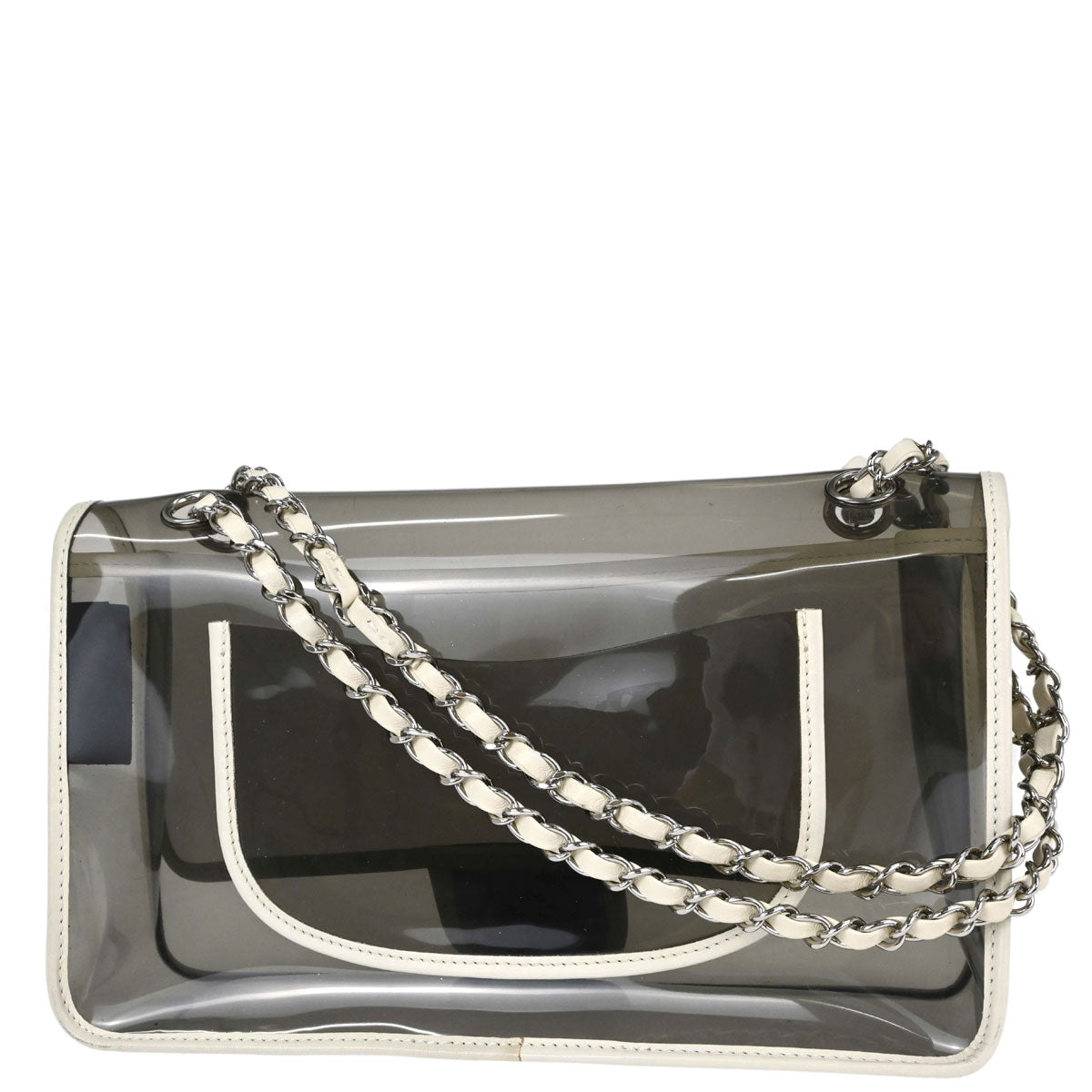Chanel 2008-2009 Gray PVC Heart CC Flap Bag Shoulder Bag