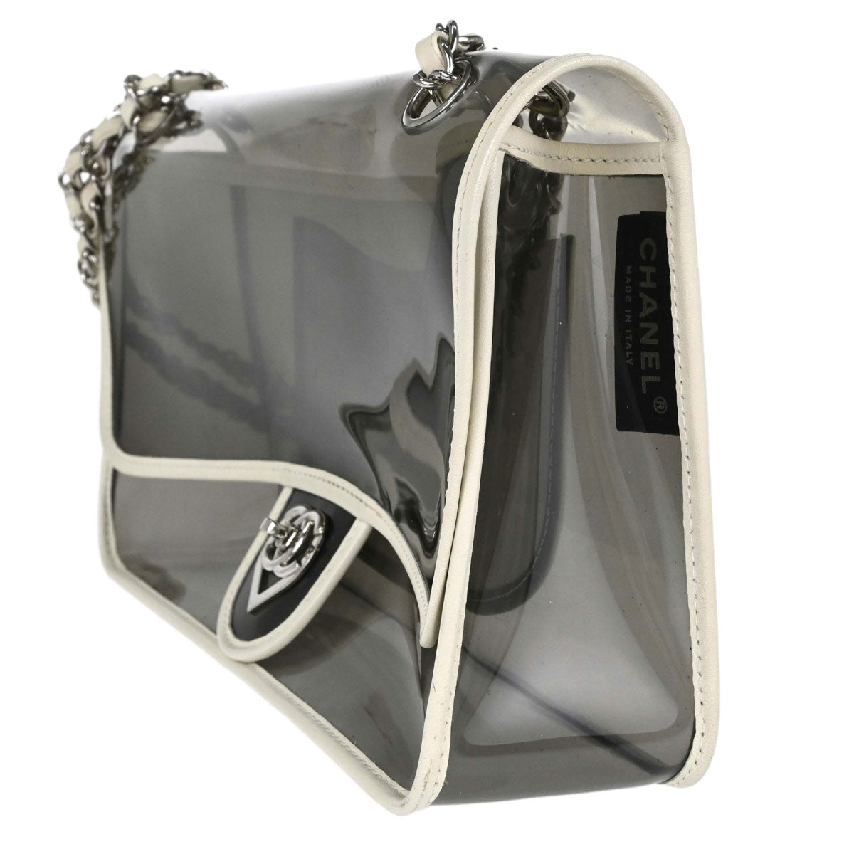 Chanel 2008-2009 Gray PVC Heart CC Flap Bag Shoulder Bag