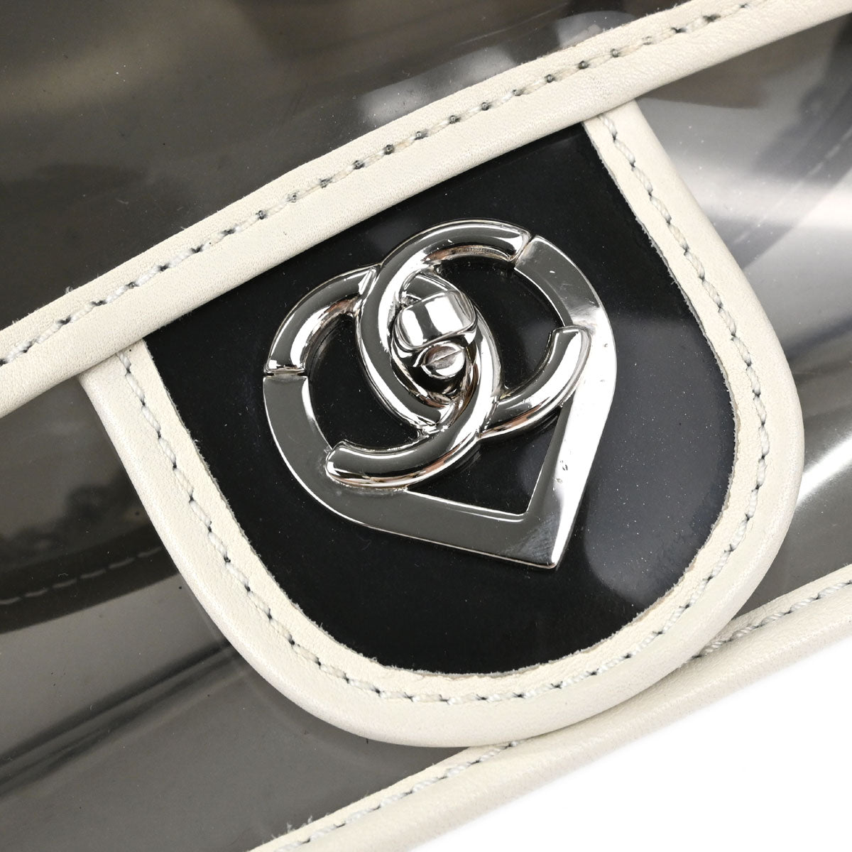 Chanel 2008-2009 Gray PVC Heart CC Flap Bag Shoulder Bag