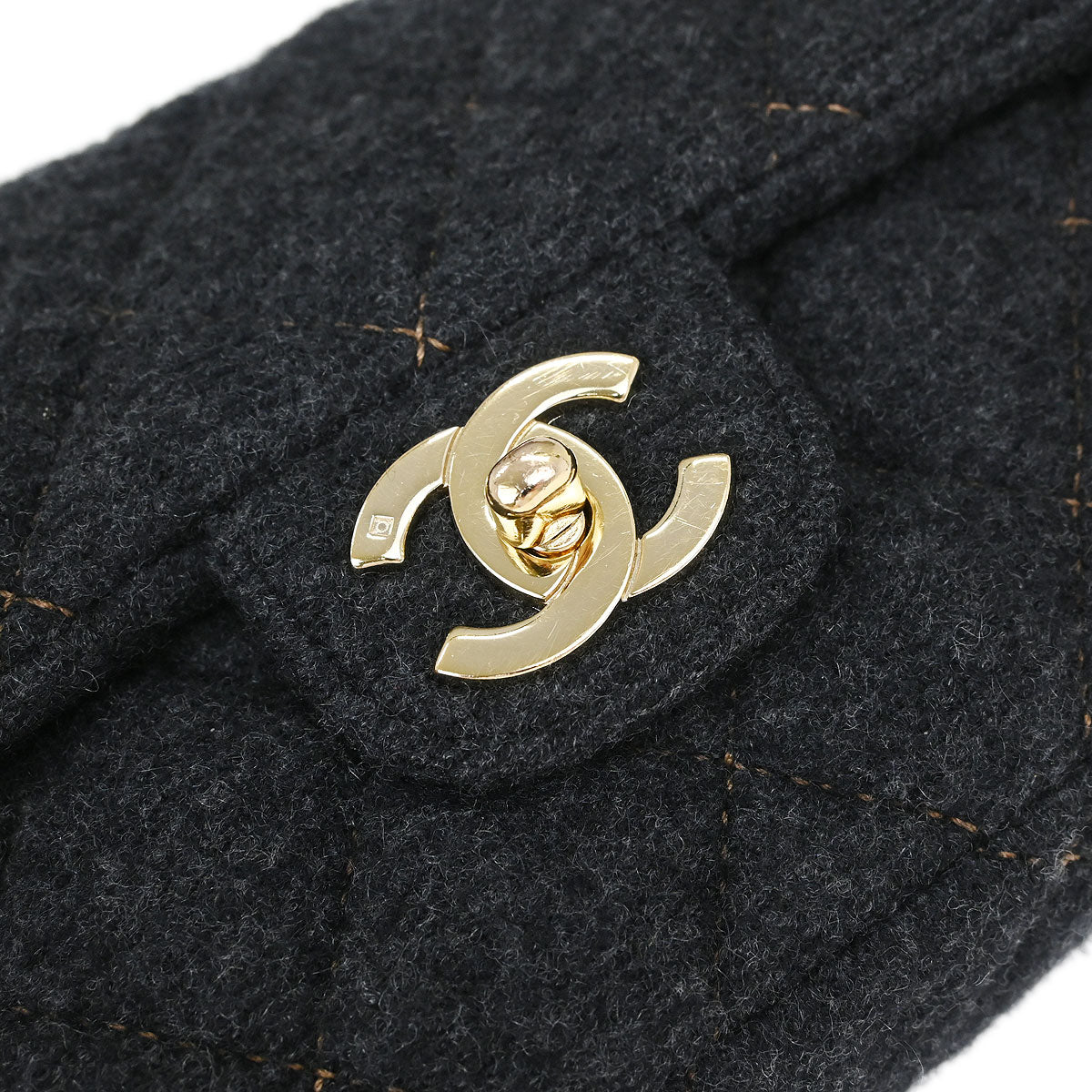 Chanel Black Wool Single Flap Shoulder Bag