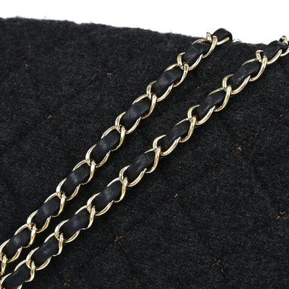 Chanel Black Wool Single Flap Shoulder Bag