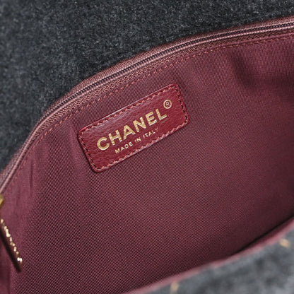 Chanel Black Wool Single Flap Shoulder Bag