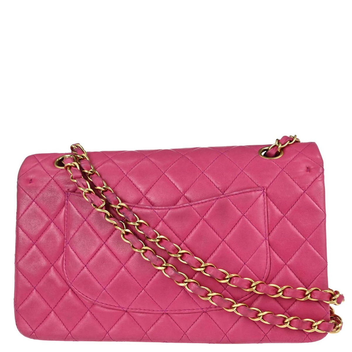 Chanel 2000-2002 Pink Lambskin Medium Classic Double Flap Shoulder Bag