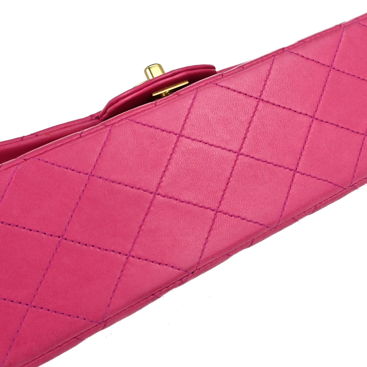 Chanel 2000-2002 Pink Lambskin Medium Classic Double Flap Shoulder Bag
