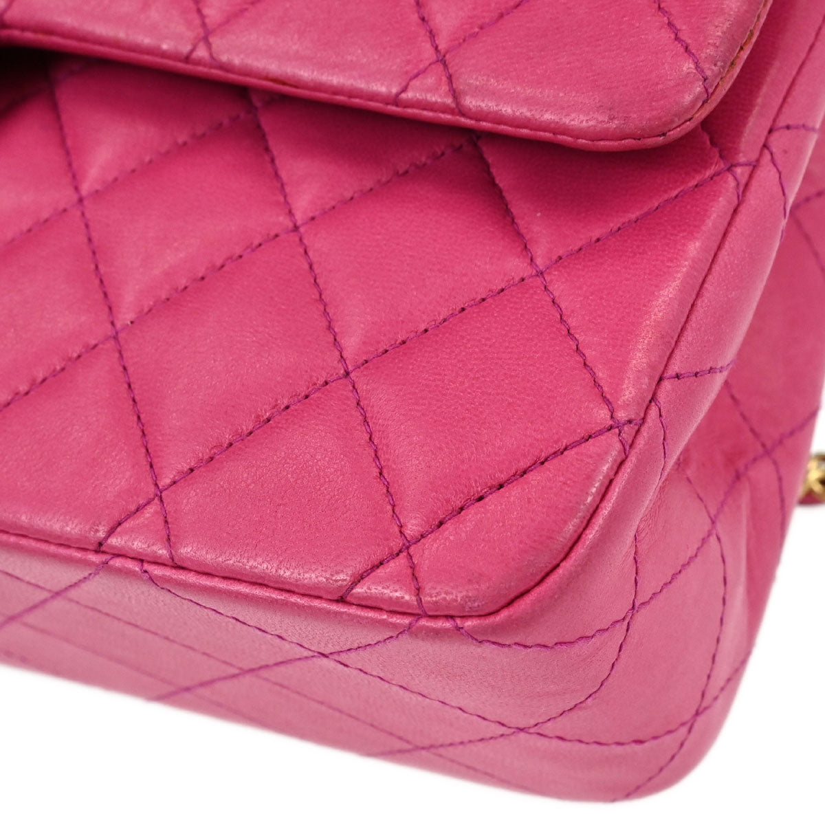 Chanel 2000-2002 Pink Lambskin Medium Classic Double Flap Shoulder Bag